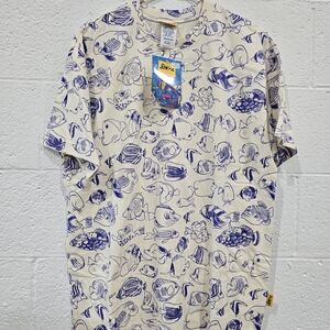 Ken Done Cream and Blue Patterned Tee